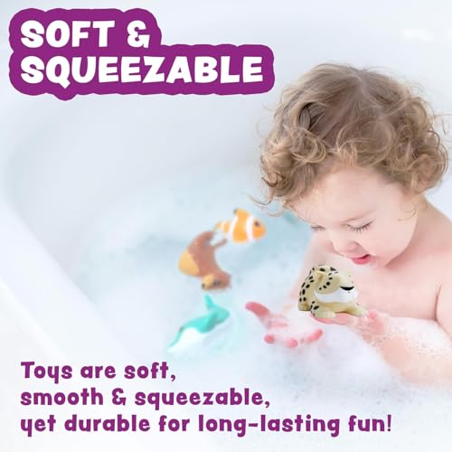 AM ANNA Bath Toys, 8 PCS Cute Animal Baby and Toddler Bath Toy for Toddlers 1-3 2-4, Floating Toys for 1 Year Old Boy Girl, New Born Baby Bathtub Water Toys, Preschool Toddler Pool Toys