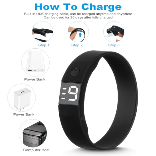ACWOO Vibrating Alarm Reminder Watch, Silent Vibrating Wrist Alarm Watch, Rechargeable Vibrating Pill Reminder Alarm Watch for Kids & Adult Potty Training, Sport, Daily Pill Reminder