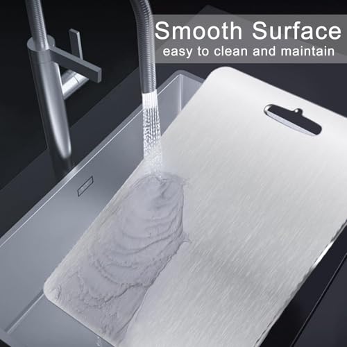 Joyzzz Kitchen Cutting Board, 30 X 20 Cm Stainless Steel Cutting Board, Can Be Hung Cutting Mat, Heavy Duty Non Slip Cutting Boards for Meat and Vegetables, Dishwasher Safe for Meat, Fruit, Vegatable