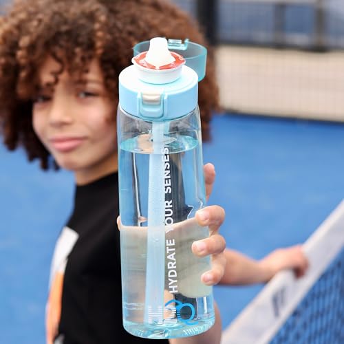 H2Q Water Bottle G1, 650ml Tritan Leakproof Flask, Transparent Finish, BPA-Free, Lightweight with Fixed Handle, Air-Scent Hydration, Includes 1 Random Scented Pod (BABY BLUE)