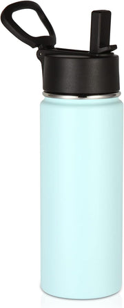 18oz Kids Insulated Water Bottle,Stainless Steel Water Bottles with Straw Lid,Wide Mouth Reusable Metal Sports Water Flask,Double Wall Vacuum Travel Cups For Cold Drink(Dark Night,1 Set) - Fog 1