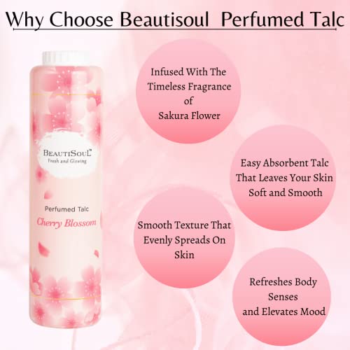 Beautisoul Cherry Blossom Perfumed Talc 300gm + Beautisoul Ice Cool Perfumed Talc 300gm | Body Talcum powder for men and women | Talcum Powder Combo Offer (Pack of 2)