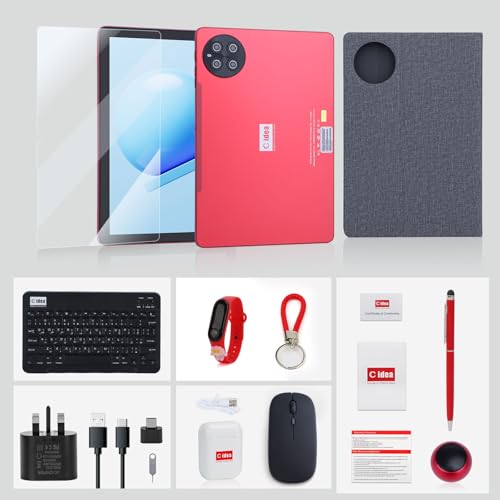 C idea 10.1 inch tablet,Android 13 Tablets,1280x800 IPS HD Touch Screen,8GB,WiFi, Bluetooth,GPS, Dual Camera, Long Lasting Battery Tablet,CM8800 Plus (Red)