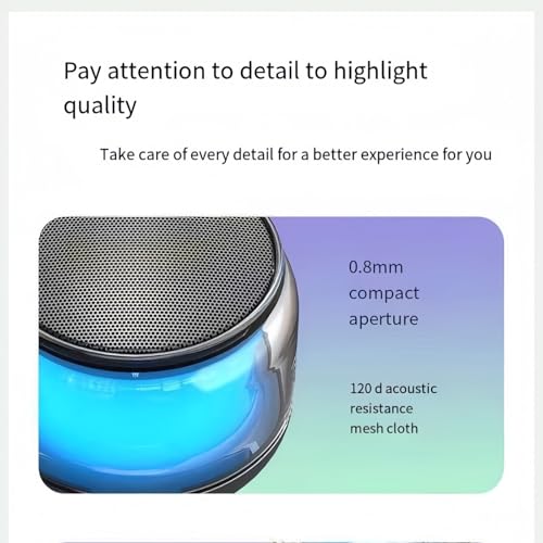 ZXXZKWPP Portable Bluetooth Speakers with Colorful Lights, Loud Sound, Small Bluetooth Speaker with Wireless Stereo Pairing, HiFi Sound, Long Playtime,for Shower,Home,Outdoor-W