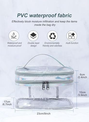 URbazaar Cosmetic bag, Double Layer Travel Makeup Bags For Women, Waterproof Portable Cosmetic Cases Make up Organizer for Makeup, Cosmetics Tools, Shampoo, Toiletries