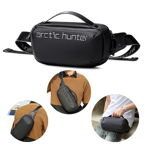 Arctic Hunter Cross Body Travel Sling Bag Water Resistant Anti-Theft Tough Men Series Unisex Messager Shoulder bag, Y00020 (Black), 26 x 5 x 15 cm, Y00020-AH_BLK
