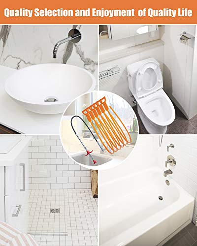 LONGGUI 25in & 24in Drain Clog Remover Tool (7pcs), Clears Hair Clogs in Sinks, Tubs & Toilets