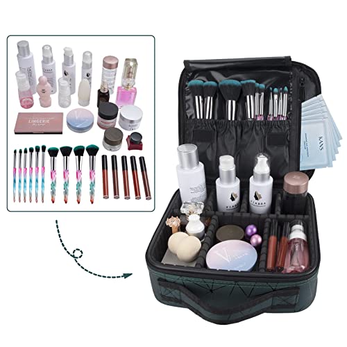 SYOSI Portable Travel Cosmetic Vanity Case, Makeup Organizer Box Storage for Makeup Brushes Tools with Removable Compartment