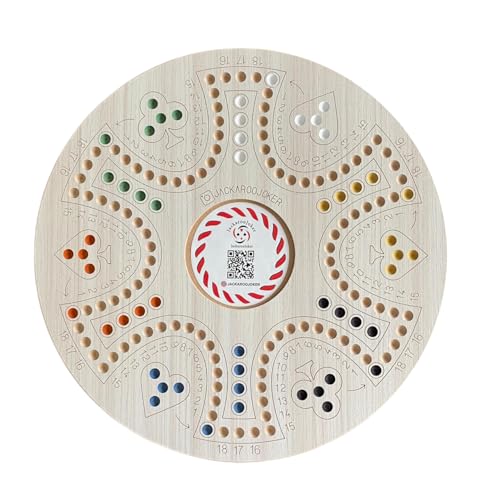 JackarooJoker Wooden Board Game Set, 51 cm Double-Sided Board, 4-6 Players, with Carrying Bag