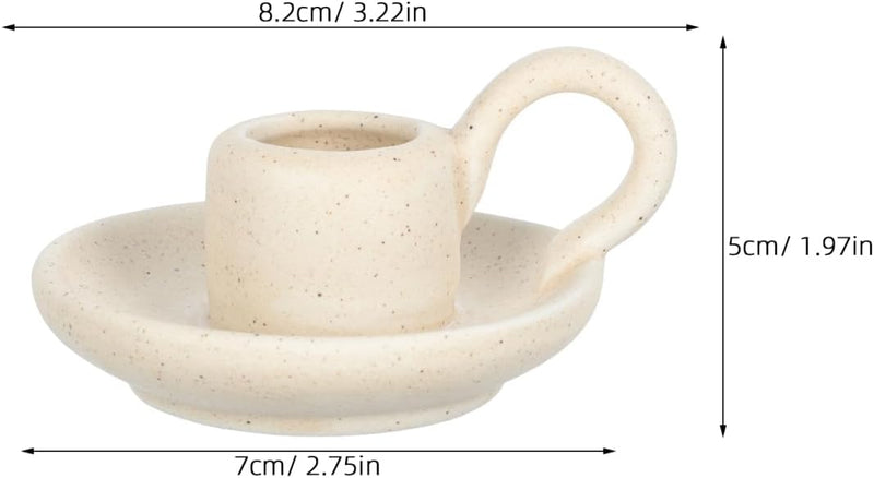 Alipis 2 Pcs Ceramic Candle Holder Taper Candlestick Holder Candlelight Stand for Holiday Dining Room Home Decoration Display Beige