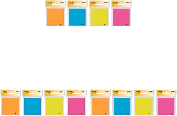 Super Sticky Notes 3 x 3 in (76 x 76mm) 3365 Rio Assorted colors, 1 pad/pack Extra Sticky Notes For Note Taking, To Do Lists and Reminders Clean Removal Recyclable 65 sheets/pad - 1 unit (Pack of 3)