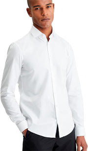 Mens Twill Easy Care Slim Shirt Dress Shirts - WHITE