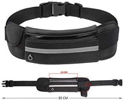 Running Belt with Extender, Bounce Free Pouch Bag, Fanny Pack Workout Belt Sports Waist Pack Belt Pouch for Apple iPhone XR XS 8 X 7+ Samsung Note Galaxy in Running Walking Cycling - Black