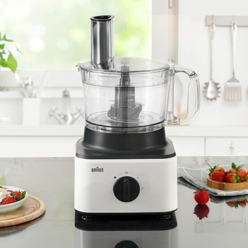 Braun Food Processor 8 in 1 System, 750 Watts, 2.1 L Bowl Capacity, 1.8 L Blender Capacity, 2 Speed Button and Pulse, Chop, Slice, Grate, Whisk & Puree - FP 0132 White