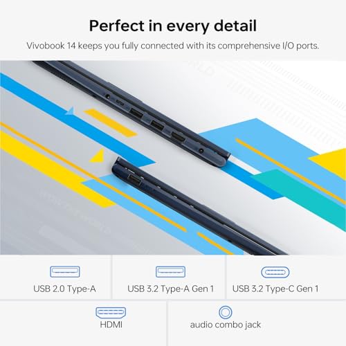 ASUS Vivobook 14 X1404ZA Slim Laptop With 14-Inch FHD Display, Core i3-1215U Processor,8GB RAM,128GB SSD,Intel Iris Xe Graphics,Windows 11 Home,Blue