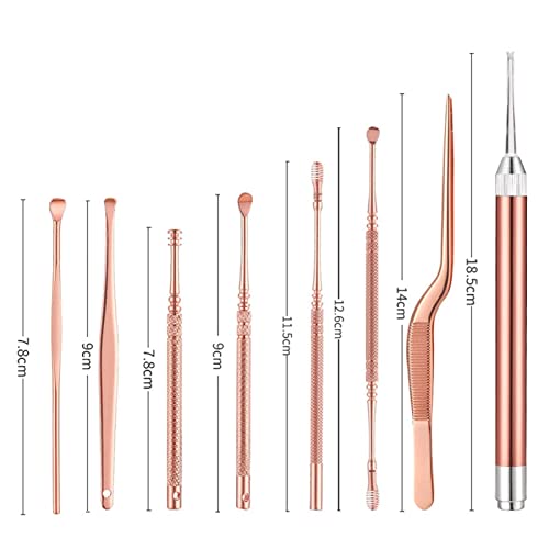 YIOUYI Ear Wax Removal, Ear Wax LED Light Pickers Earpick Remover Curette Earwax Cleaner Spoon Ear Care Booger Cleaning Tweezers Forceps Tool