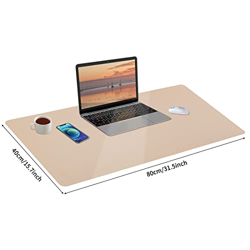 Bloss Leather Desk Pad, Mouse Pad, Non-Slip Desk Protector Mat, Leather Desk Blotter, Computer Desk Pad, Waterproof Desk Mat for Office Home Decor - Beige (31.5�15.7 Inches)