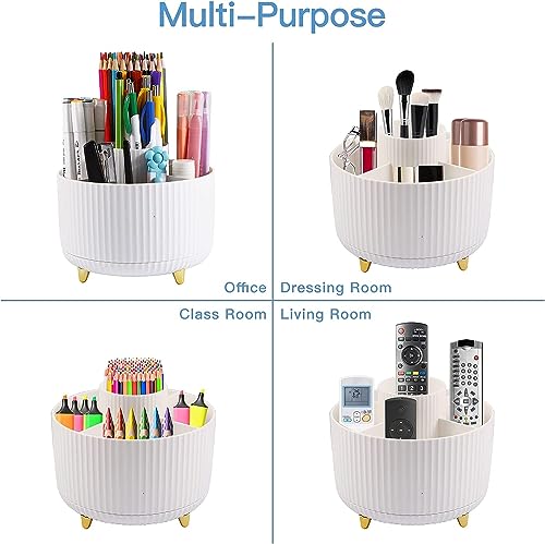 Beynant Pen Holder for Desk, Pencil Holder,5 Slots 360� Degree Rotating Desk Organizers and Accessories, Cute Pen Cup Pot for Office, School, Home, Art Supply