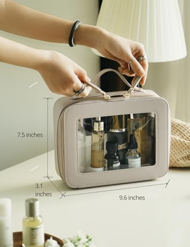 Small Cosmetic Bag for Purse Mini Makeup Bag for School Cute Clear Make Up Pouch for Travel Tiny Leather White Make Up Organizer Case for Backpack Toiletry Bag Waterproof Square Pouch with Zipper