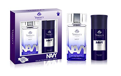 Yardley London Navy Perfumed Gift Set for Men - EDT 100 ml + Body Spray 150 ml Fresh Marine Fragrance