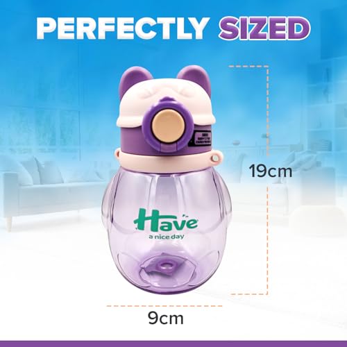 DXB Dream Kids BPA-Free Plastic Water Bottle | 620ml Leak-Proof with Flip-Top Lid | Durable, Easy-to-Clean, Compact Design for School, Sports & Travel Green -Purple