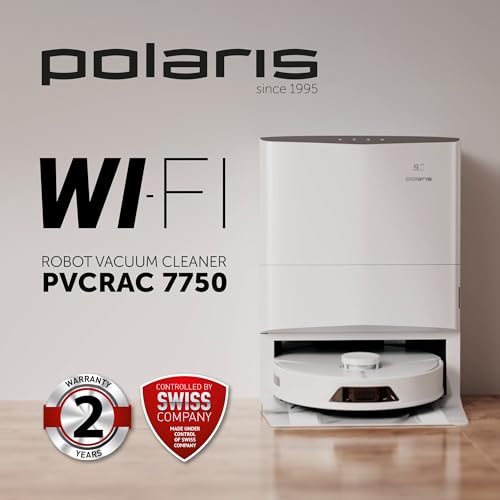Polaris PVCRAC 7750 WiFi Robot Vacuum & Mop, 10000Pa Suction, Auto Dust Emptying, Warm Air Drying, AI Camera, 240min Runtime, 4L Tanks, HEPA 13