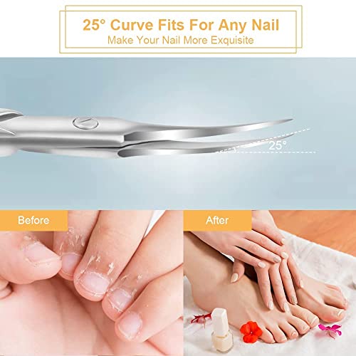 URAQT Professional Stainless Steel Curved Cuticle Scissors - Sharp for Dead Skin, Manicure, Pointed Beauty Trimming - Eyebrows, Nose Hair, Finger & Toe Nail Care