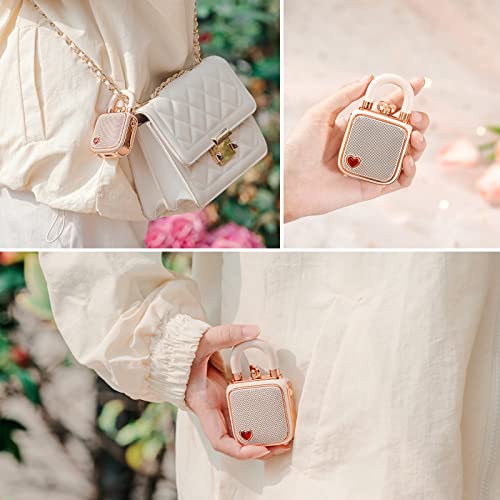 divoom Love-Lock Bluetooth Speaker, Small Portable Music Box, Wireless Stereo Pairing Retro Soundbox, Cute Desktop Decoration, for Girls, Pink