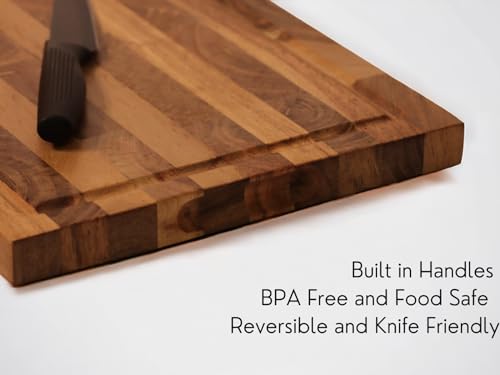 Vesta Homes Wooden Cutting/Chopping/Serving Board, Platter for Vegetables, Cheese and Charcuterie | Acacia Wood | 33 x 21.5 x 1.5 cm | Handcrafted in India