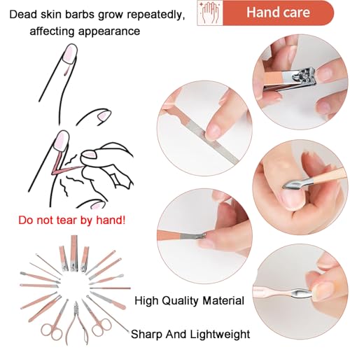 Duomama Nail Clipper Set 18Pcs - Stainless Steel Professional Manicure & Pedicure Tools for Hand, Foot & Face Care - Gift for Men, Women, Friends, Parents - Premium Quality Grooming Kit