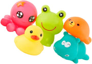 Baby Bath Toys, Rubber Float Squeeze Sound Wash Bath Swim Dive Play Animals Toy Water Tub Toys, 5Pcs Squirts Bath Toy for Baby