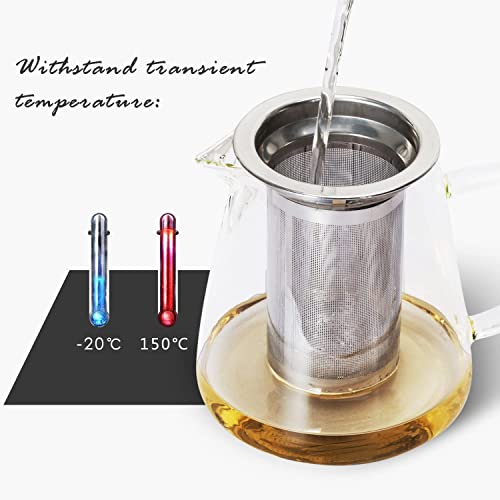 AUTOYSUR Glass Teapot with Infuser Tea Pot 25oz/32oz/43oz Tea Kettle Stovetop Safe Blooming and Loose Leaf Tea Maker Set -1300ml