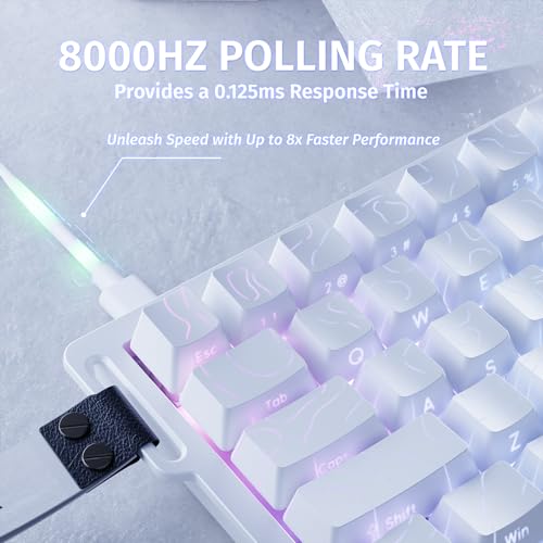 ATTACK SHARK X68 HE 8000Hz Rapid Trigger Keyboard, 0.01 mm RT Accuracy, Wired RGB 60% Gaming Keyboard with Magnetic Switches, Adjustable Actuation, Snap Tap, for PC/Mac, White Contours
