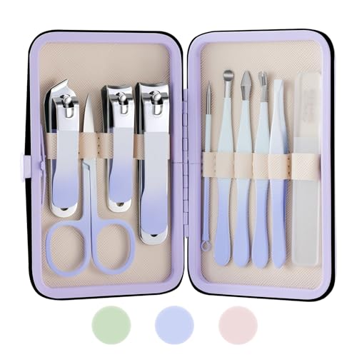 Azonee Manicure Set, 10 Pcs High-Carbon Steel Nail Clippers Set, Nail Clippers Scissors Pedicure Tools Kit, Portable Travel Grooming Kit for Men and Women with Leather Case, Suitable for Home, Travel