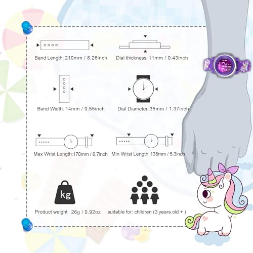 SYOSI Kids Digital Luminous Watches for Girls Boys, 3D Cute Cartoon 7 Color Lights Waterproof Sport Outdoor LED Electronic Wrist Watch with Alarm Stopwatch Wristwatch for 3-12 Years Children