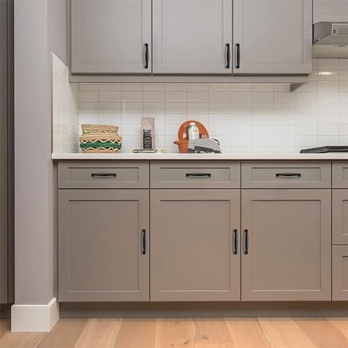 ELECDON 10 Pcs Kitchen Cabinet Handles, Solid Cabinet Pulls Cabinet Hardware 5 inch Hole Center Matte Black Drawer Pulls for Cupboard Drawer Handles (Black)