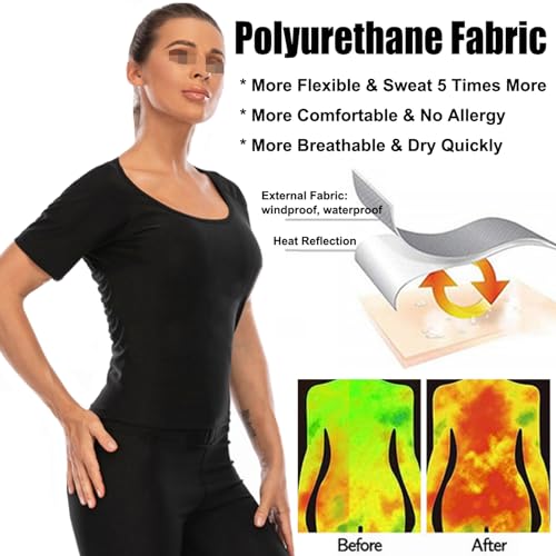 Sauna Shirt for Women Short Sleeve, Workout Tank Top for Women, Women's Sweat Sauna Vest Fitness Body Shaper