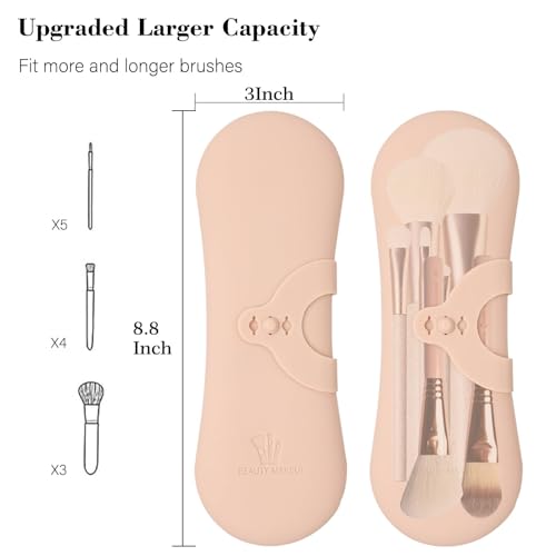 TERRIFI Silicone Makeup Brush Holder - Travel Makeup Bag for Women, Portable Cosmetic Organizer Case, Soft and Sleek, Essential Brushes Pouch for Travel