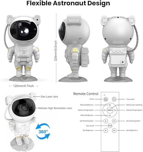 Longzhuo Space Buddy Projector, Star Projector Galaxy Light, Astronaut Night Light Projector with Remote Control Timer, Desk Lamp LED Lights Suitable for Kids Adult Bedroom Birthday Christmas Gifts