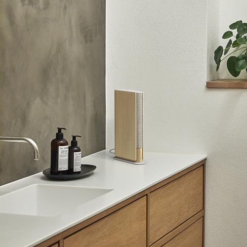 Bang & Olufsen 1273701 One Size Beosound Emerge Wireless Bookshelf Wi-Fi Speaker, Gold Tone/Light Oak Tone