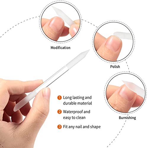 SYOSI 3Pcs Glass Nail Files, Dual-ended Nail File Cuticle Remover Pedicure Tools for Nails and Cuticles Care Nail Tools (Pink, Blue, Transparent)