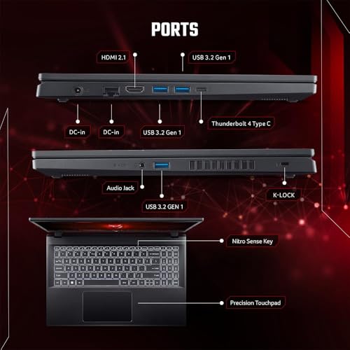 Acer Nitro V ANV15 Gaming Laptop 13th Gen Intel Core i7-13620H/16GB DDR5/1TB SSD/8GB NVIDIA RTX 4060/15.6" FHD IPS165Hz/Win 11/WiFi-6/English&Arabic Keyboard/Manufacture warranty by Acer