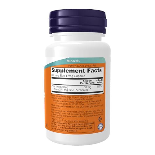 Now Foods Zinc Picolinate, 50 mg 60 Veg Capsules