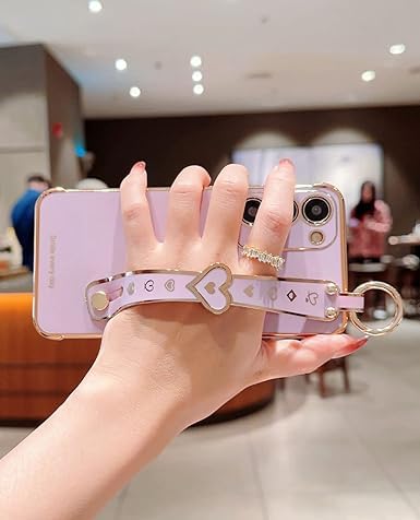S24 Ultra Luxury Love Heart Plating Case for Girls Slim Soft TPU Cover Compatible with Samsung Galaxy S24 Ultra ???? ????? ????? | ???? ???? ??????? | ?????? ?? ??????? ??????? S24 ????? (Purple)