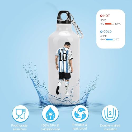 Football Super Hero Messi WaterFlask Bottle - Gift for Sport fans - Aluminum Insulated Sports Water Bottle 700ml (Design 2)