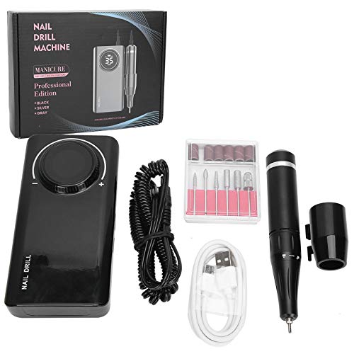 Oreq Professional Nail Drill Machine, 35000rpm Rechargeable Portable Electric Nail Drill Pen for Acrylic Gel Nails, Nail File Manicure Pedicure Tools for Nail Salon(black)