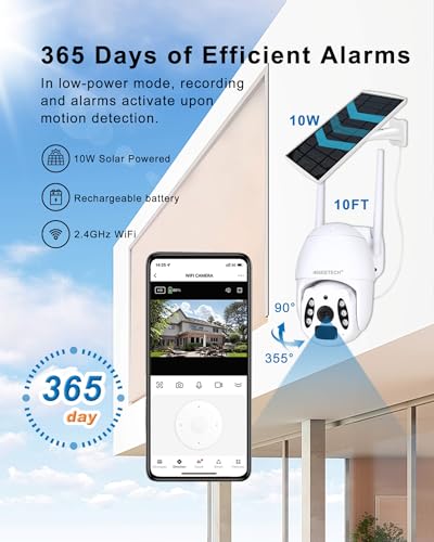 INSEETECH Solar Tuya Smart Camera, 4MP Solar Security Camera Wireless Outdoor with Floodlight, PTZ WiFi Camera for Home Surveillance, 98FT Night Vision, Motion Detection, Waterproof IP66, 2 Way Audio