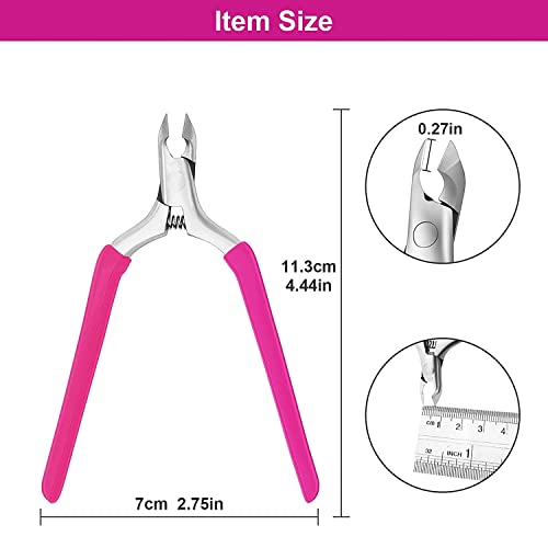 Azonee Professional Cuticle Trimmer Remover Tools, Non-slip Silicone Handle Stainless Steel Alicates Para Manicura Profesional for Dry Skin (Rose)