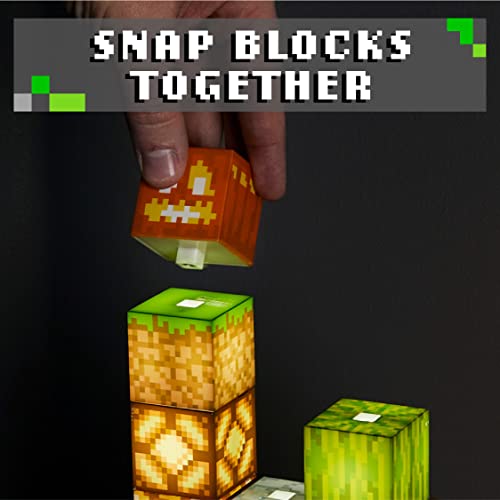 Paladone Minecraft Official Licensed Block Building Lamp 16 Customizable Light Up Blocks - Interactive Decoration, Toy, Nightlight for Kids, Gamer Room Decor, Gaming Gift for Boys and Girls