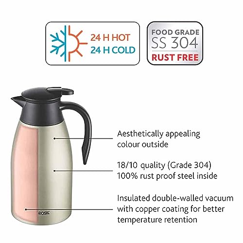 Borosil Stainless Steel Oyster Vacuum Insulated Teapot (Silver, 2 L)